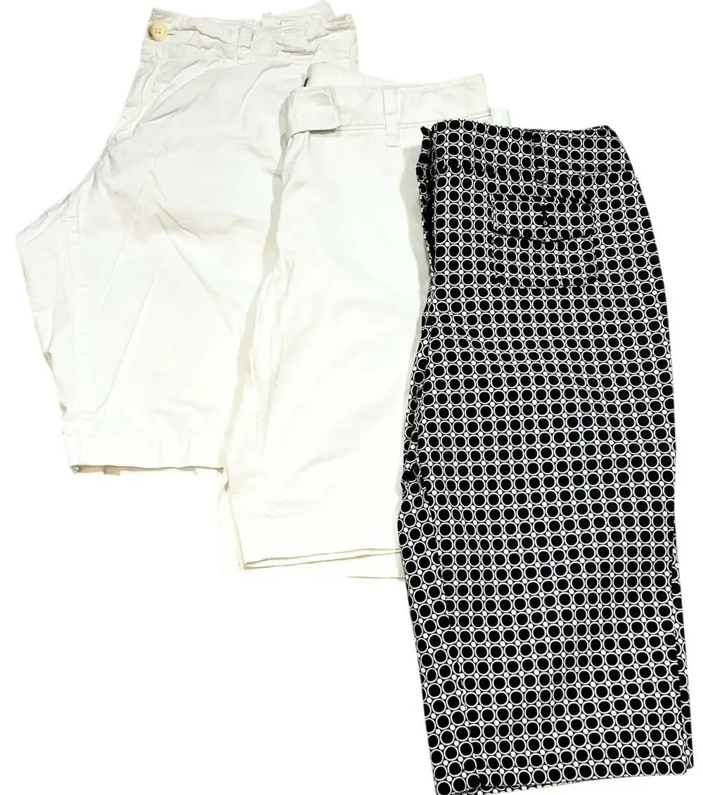 Ann Taylor Shorts Lot 3 Women Size 10 10P White Chino Geometric Margo Bermuda